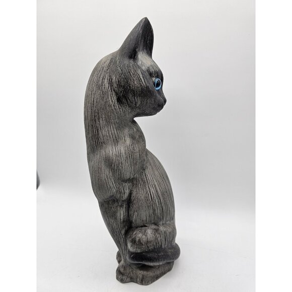 Vintage Blue Eyed Siamese Cat Statue MCM Handpainted Boo Boo Kitty Feline Retro - Picture 2 of 11